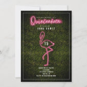 Flamingo Quinceañera Roze Neon Licht Boxwood Kaart (Voorkant)
