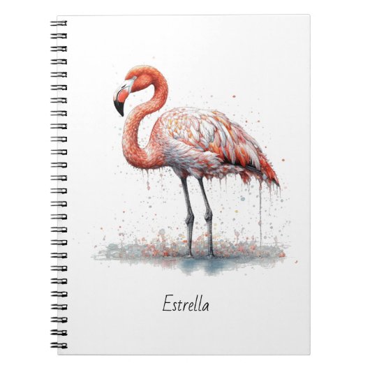 Flamingo Radiance: Tropische Waterverf Notitieboek (Voorkant)