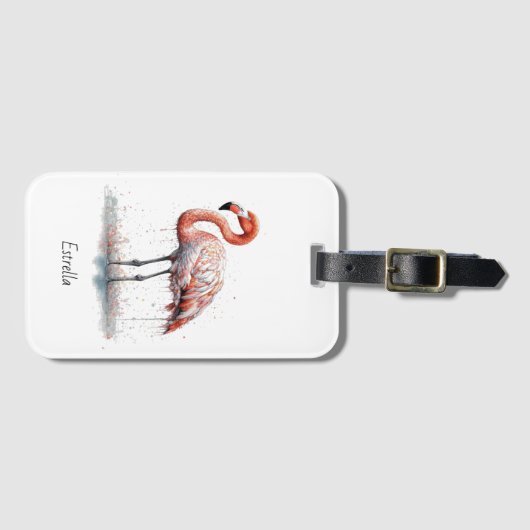 Flamingo Radiance: Waterverf Art, custom Bagagelabel (Voorkant (horizontaal))