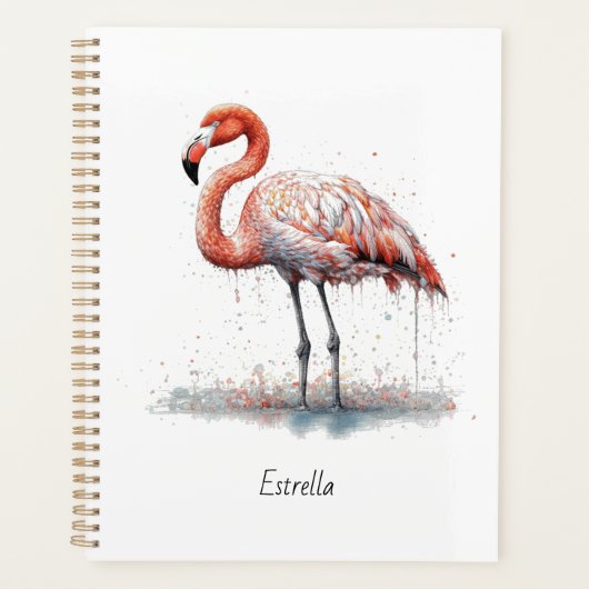 Flamingo Radiance: Waterverf Art, custom Planner (Voorkant)