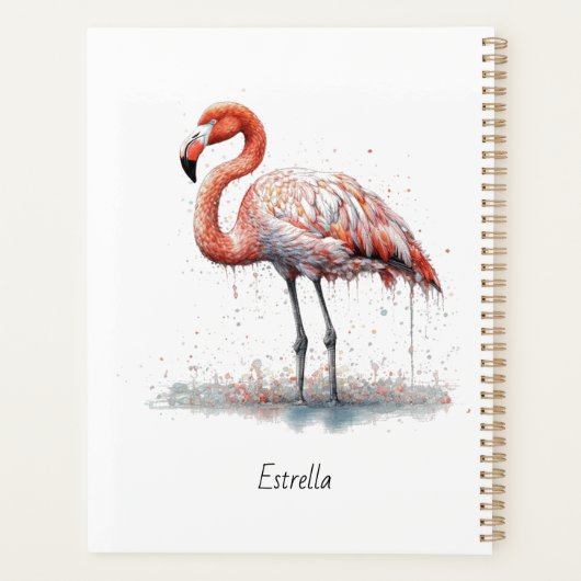 Flamingo Radiance: Waterverf Art, custom Planner (Achterkant)