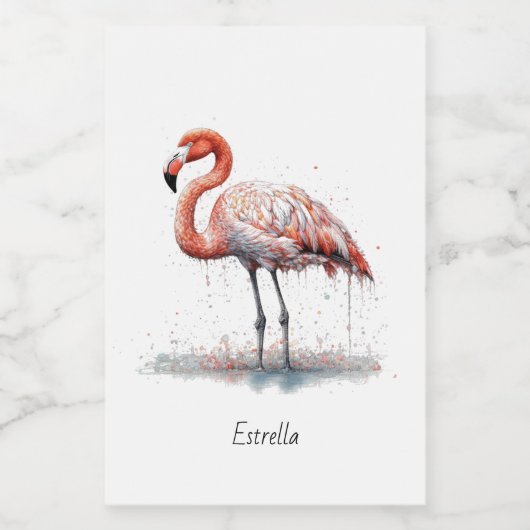 Flamingo Radiance: Waterverf Art, custom Voedselcontainer Etiket (Enkel label)