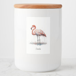 Flamingo Radiance: Waterverf Art, custom Voedselcontainer Etiket