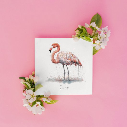 Flamingo Radiance: Waterverf Flamingo, op maat Kaart