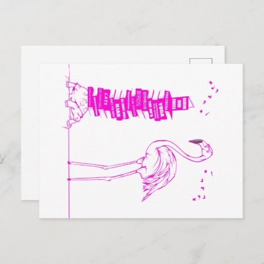 Flamingo Reading Feestdagenkaart (Voorkant / Achterkant)