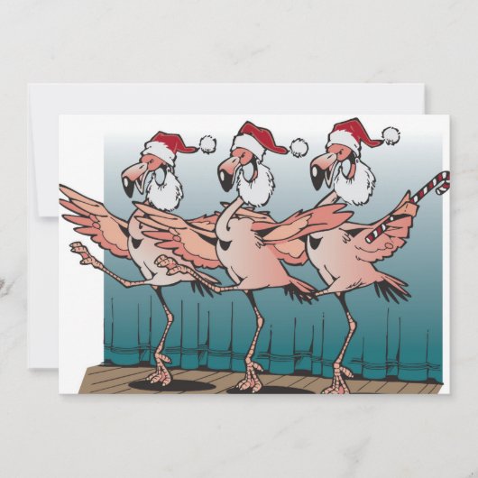 Flamingo refrein met Santa hoeden Feestdagenkaart (Voorkant)