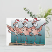 Flamingo refrein met Santa hoeden Feestdagenkaart (Staand voorkant)