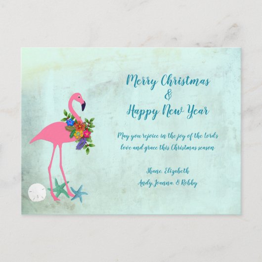 Flamingo Rejoice Grunge Briefkaart voor kerstmis (Voorkant)