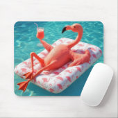 Flamingo Relaxing On a Pool Mattress Muismat (Met muis)