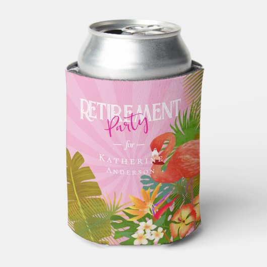 Flamingo Retirement Pink Can Cooler (Blikje Voorkant)