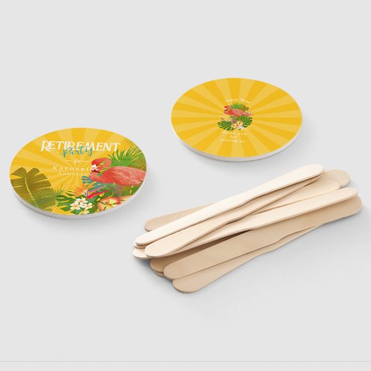 Flamingo Retirement Yellow Orange Cooler Handwaaier (Niet-gemonteerd)