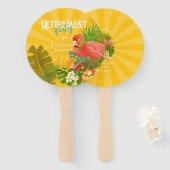 Flamingo Retirement Yellow Orange Cooler Handwaaier (Voorkant en achterkant)