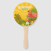 Flamingo Retirement Yellow Orange Cooler Handwaaier (Voorkant)