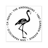 Flamingo retouradres label Housewarming cadeau Zelfinktende Stempel (Design)
