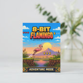 Flamingo, Retro 8-Bit Pixelkunst Briefkaart (Staand voorkant)