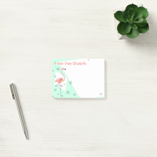 Flamingo Retro Green Text note (Kantoor)