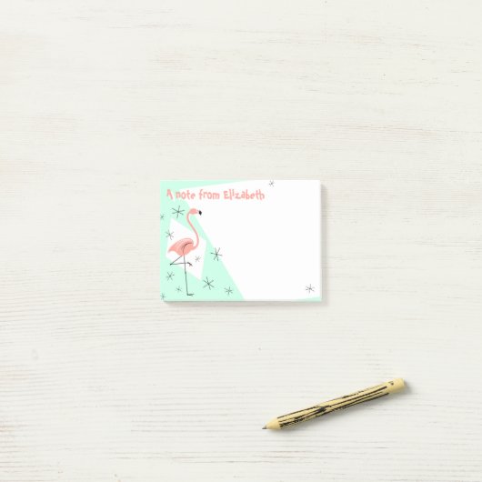 Flamingo Retro Green Text note (Op bureau)