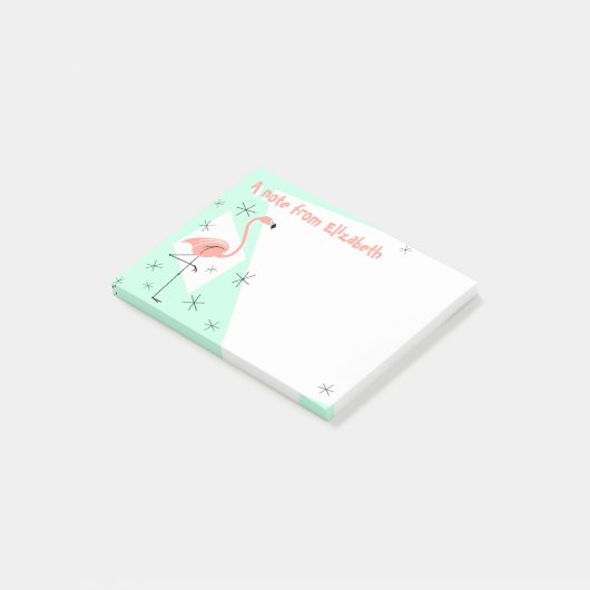 Flamingo Retro Green Text note (Schuin)