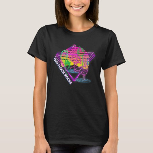 Flamingo Retro Onze kudde Rocks Vaporwave Light Ra T-shirt (Voorkant)