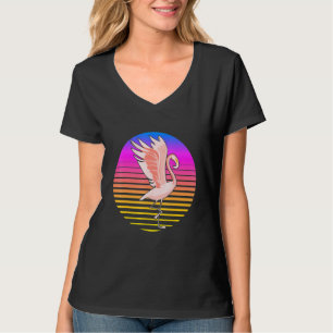 Flamingo Retro Style Design Vibrant  Tropic T-shirt
