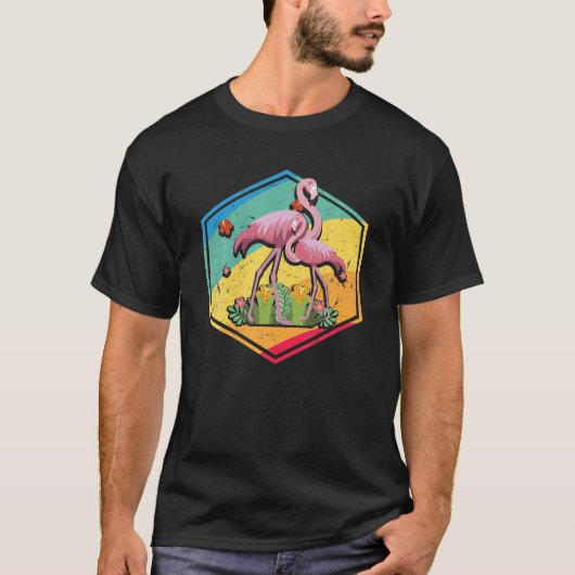Flamingo Retro Style T-shirt (Voorkant)
