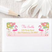 Flamingo Return Address Label Tropical Aloha Luau (Insitu)