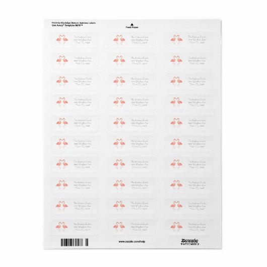 Flamingo Return Address Labels (Full Sheet)