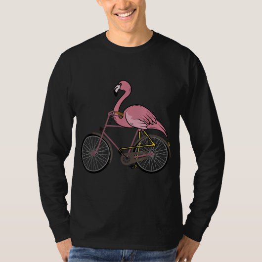 Flamingo Riding a Bicycle Cool Bikers Funny Bike B T-shirt (Voorkant)
