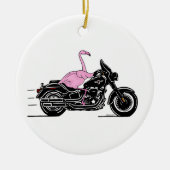 Flamingo Riding A-motorfiets Keramisch Ornament (Voorkant)