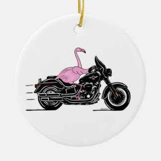 Flamingo Riding A-motorfiets Keramisch Ornament