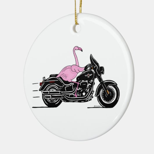 Flamingo Riding A-motorfiets Keramisch Ornament (Links)