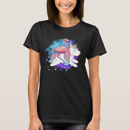 Flamingo Riding A Unicorn Flamingo Bird T-shirt (Voorkant)