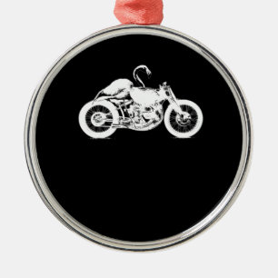 Flamingo Riding Motorcycle Art Gift voor Bikers.pn Metalen Ornament