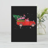 Flamingo Riding Red Truck Xmas kerstkerstmis Bedankkaart (Staand voorkant)