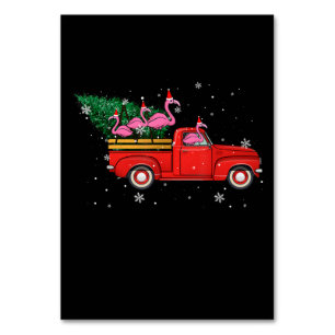 Flamingo Riding Red Truck Xmas kerstkerstmis Kaart