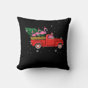 Flamingo Riding Red Truck Xmas kerstkerstmis Kussen