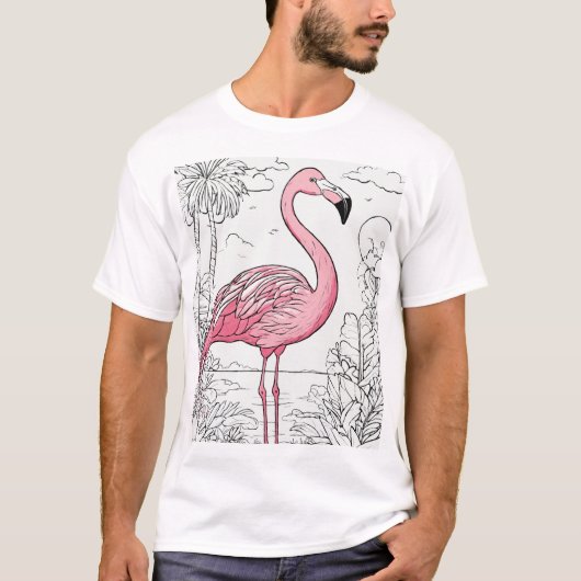 Flamingo Rijden Aanpassen Mannen T-shirt (Voorkant)