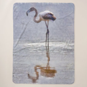 Flamingo Ripples and Reflections Waterverf Sherpa Deken