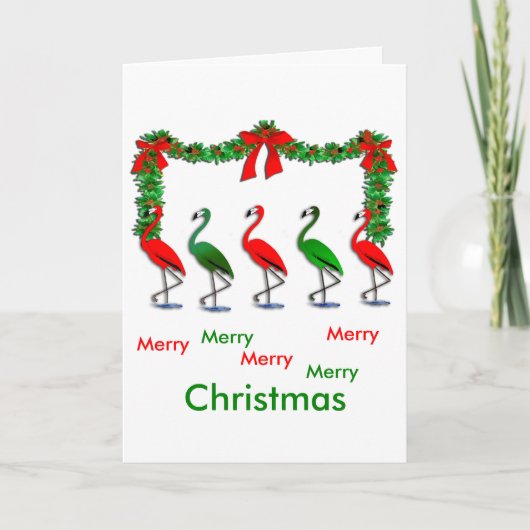 Flamingo Rockettes Dansend Show Feestdagen Kaart (Voorkant)