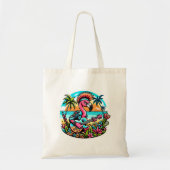 Flamingo Rockstar in Paradise Punk Tropische Vibes Tote Bag (Voorkant)