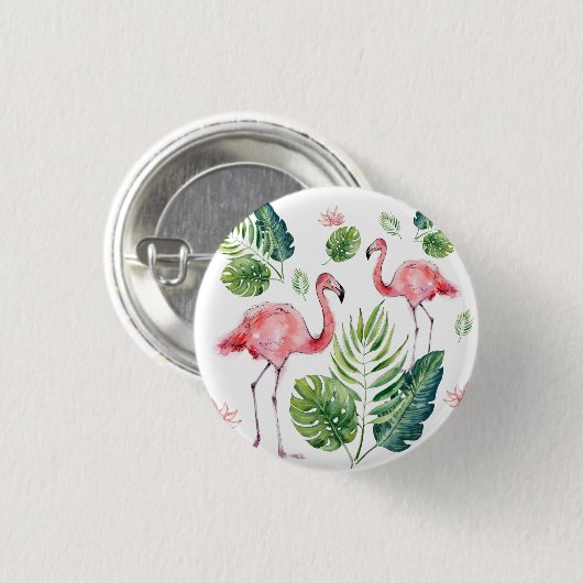 Flamingo Ronde Button 3,2 Cm (Voorkant /achterkant)