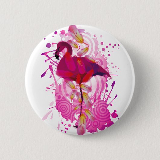 Flamingo Ronde Button 5,7 Cm (Voorkant)