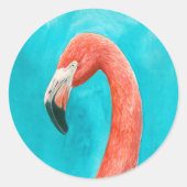 Flamingo Ronde Sticker (Voorkant)