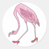 flamingo ronde sticker (Voorkant)