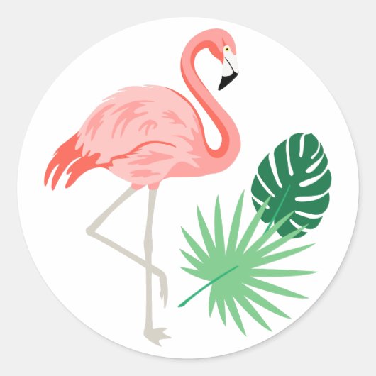 Flamingo Ronde Sticker (Voorkant)