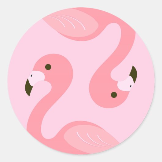 Flamingo Ronde Sticker (Voorkant)
