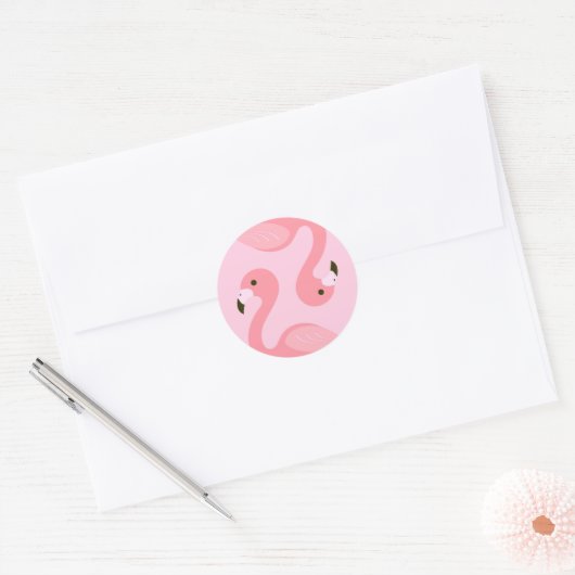 Flamingo Ronde Sticker (Envelop)