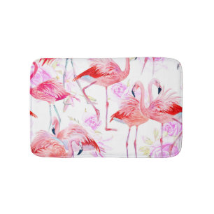 Flamingo Roos: Waterverf vogelbloem Badmat