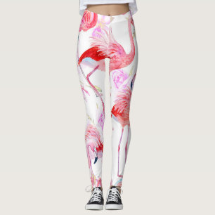Flamingo Roos: Waterverf vogelbloem Leggings