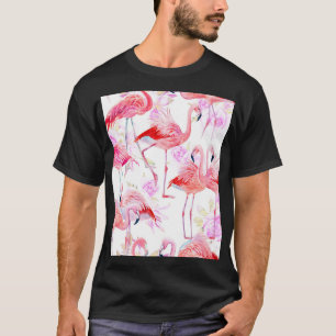 Flamingo Roos: Waterverf vogelbloem T-shirt